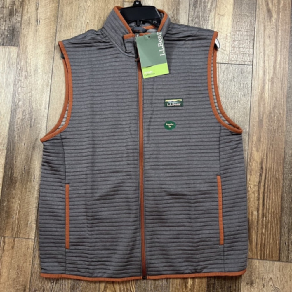 LL Bean Airlight Vest Men's Platinum Navy Blue Full Zip Hiking Outdoor NWT